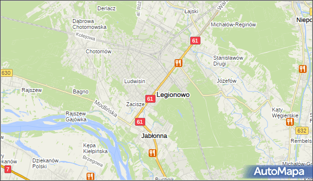 mapa Legionowo, Legionowo na mapie Targeo