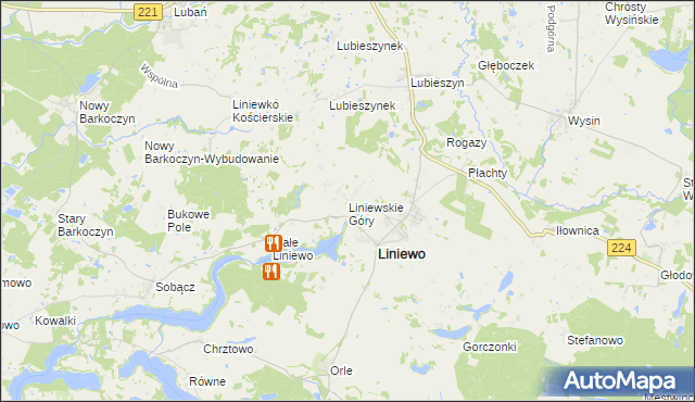 mapa Liniewskie Góry, Liniewskie Góry na mapie Targeo