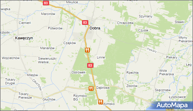 mapa Linne gmina Dobra, Linne gmina Dobra na mapie Targeo