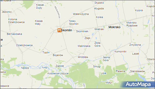 mapa Malinówka gmina Skomlin, Malinówka gmina Skomlin na mapie Targeo