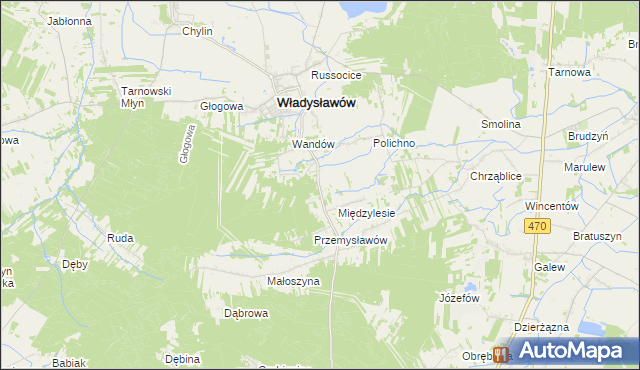 mapa Mariantów gmina Władysławów, Mariantów gmina Władysławów na mapie Targeo