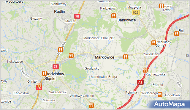 mapa Marklowice, Marklowice na mapie Targeo