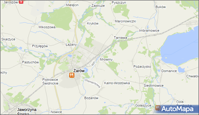 mapa Mrowiny gmina Żarów, Mrowiny gmina Żarów na mapie Targeo