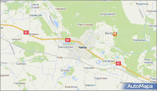 mapa Nekla powiat wrzesiński, Nekla powiat wrzesiński na mapie Targeo