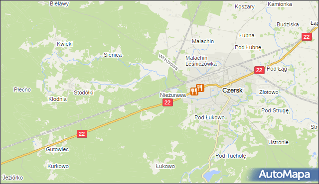 mapa Nieżurawa, Nieżurawa na mapie Targeo