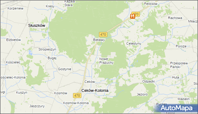 mapa Nowe Prażuchy, Nowe Prażuchy na mapie Targeo