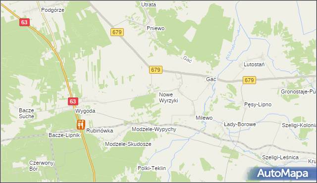 mapa Nowe Wyrzyki, Nowe Wyrzyki na mapie Targeo