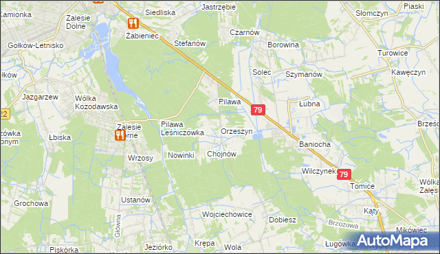 mapa Orzeszyn, Orzeszyn na mapie Targeo