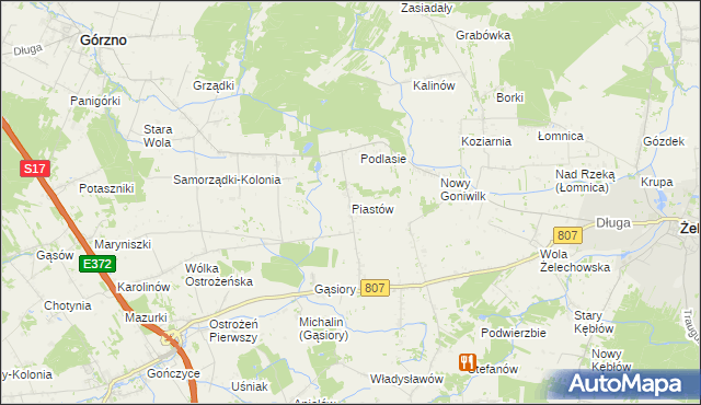 mapa Piastów gmina Żelechów, Piastów gmina Żelechów na mapie Targeo