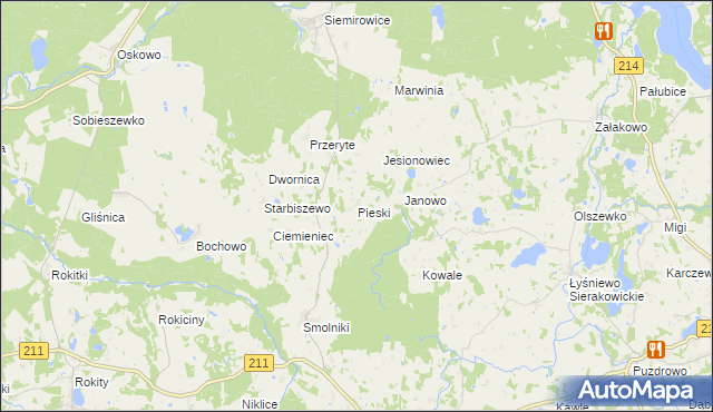 mapa Pieski gmina Cewice, Pieski gmina Cewice na mapie Targeo