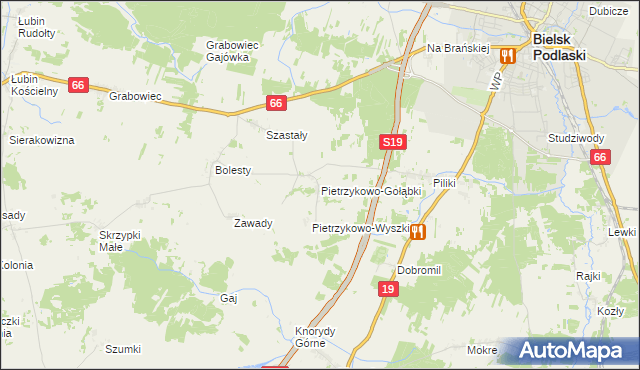 mapa Pietrzykowo-Gołąbki, Pietrzykowo-Gołąbki na mapie Targeo