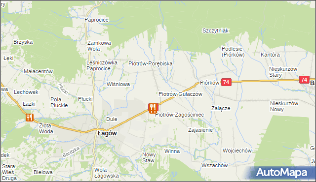 mapa Piotrów-Gułaczów, Piotrów-Gułaczów na mapie Targeo