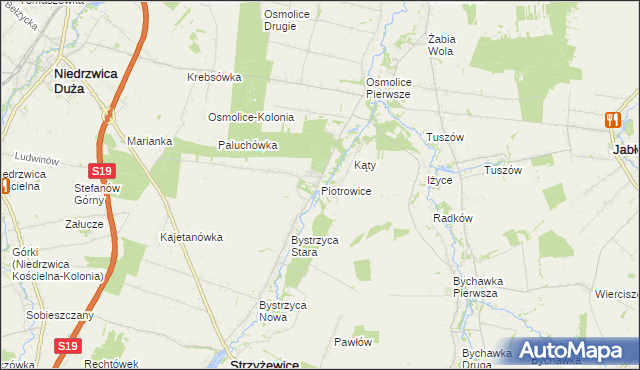 mapa Piotrowice gmina Strzyżewice, Piotrowice gmina Strzyżewice na mapie Targeo
