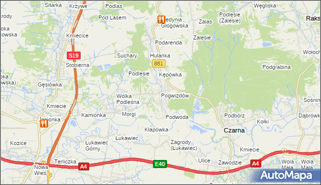 mapa Pogwizdów gmina Czarna, Pogwizdów gmina Czarna na mapie Targeo