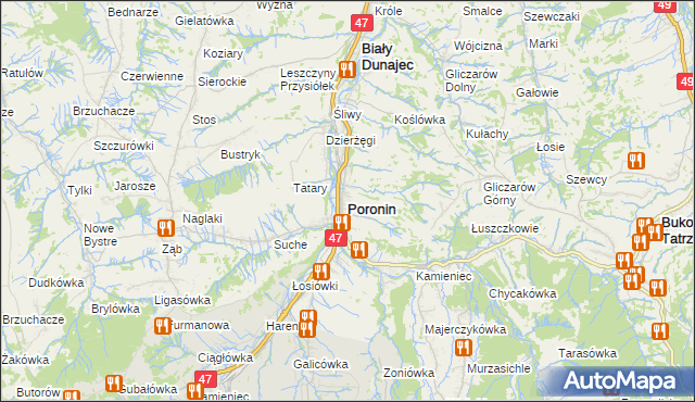 mapa Poronin, Poronin na mapie Targeo