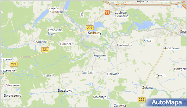 mapa Pręgowo gmina Kolbudy, Pręgowo gmina Kolbudy na mapie Targeo