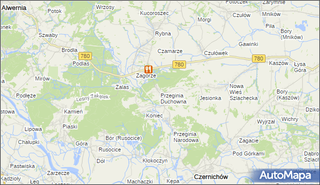 mapa Przeginia Duchowna, Przeginia Duchowna na mapie Targeo