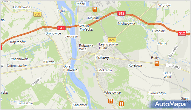 mapa Puław, Puławy na mapie Targeo