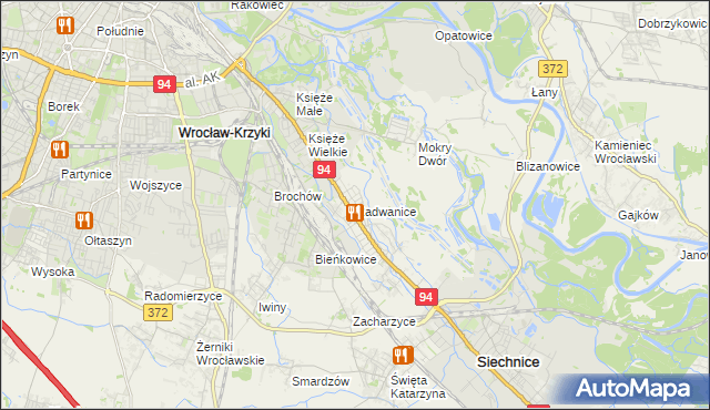 mapa Radwanice gmina Siechnice, Radwanice gmina Siechnice na mapie Targeo