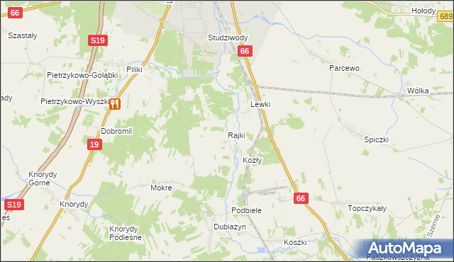 mapa Rajki, Rajki na mapie Targeo