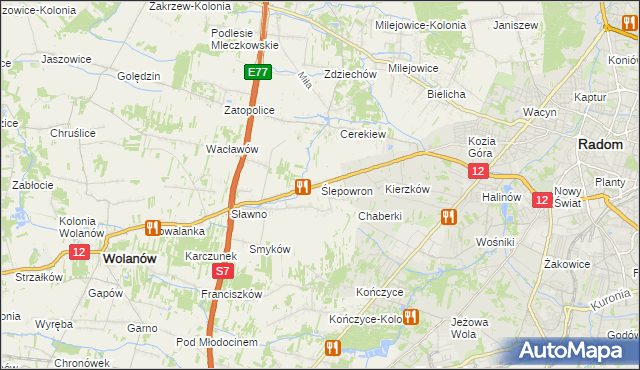 mapa Ślepowron, Ślepowron na mapie Targeo