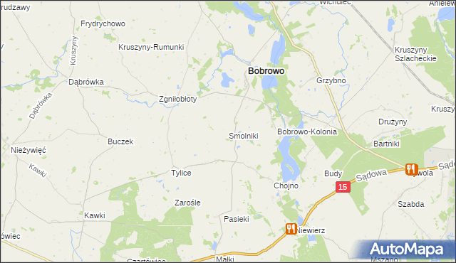 mapa Smolniki gmina Bobrowo, Smolniki gmina Bobrowo na mapie Targeo