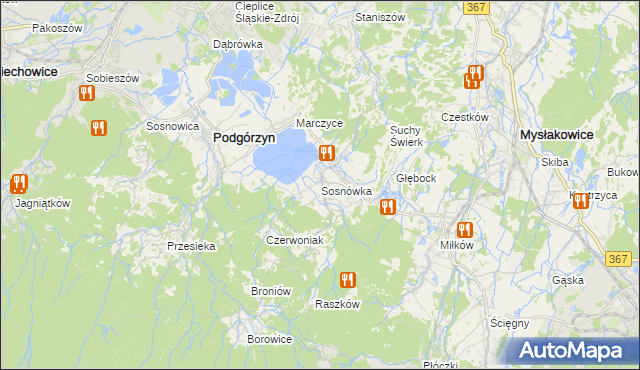 mapa Sosnówka gmina Podgórzyn, Sosnówka gmina Podgórzyn na mapie Targeo