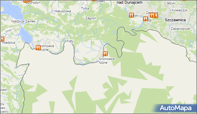 mapa Sromowce Niżne, Sromowce Niżne na mapie Targeo
