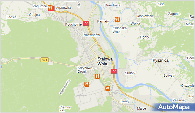 mapa Stalowa Wola, Stalowa Wola na mapie Targeo