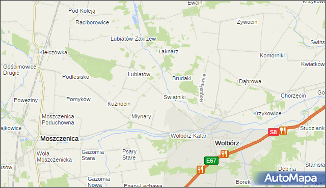 mapa Świątniki gmina Wolbórz, Świątniki gmina Wolbórz na mapie Targeo