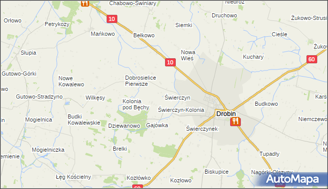 mapa Świerczyn gmina Drobin, Świerczyn gmina Drobin na mapie Targeo