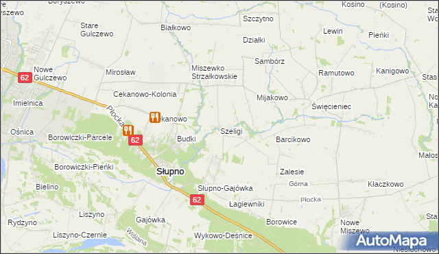 mapa Szeligi gmina Słupno, Szeligi gmina Słupno na mapie Targeo
