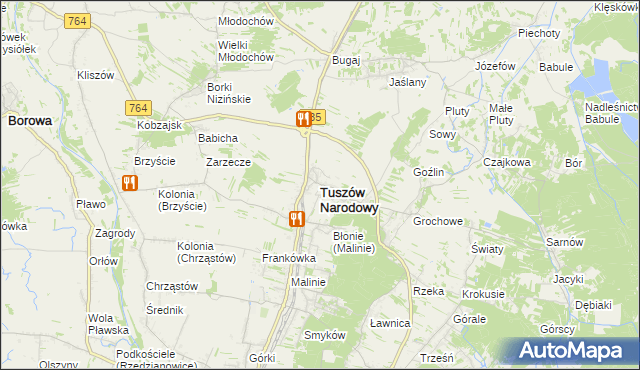 mapa Tuszów Narodowy, Tuszów Narodowy na mapie Targeo