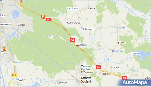 mapa Walidrogi, Walidrogi na mapie Targeo