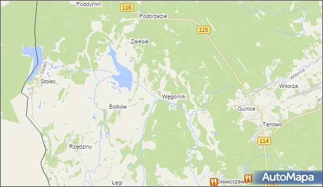 mapa Węgornik, Węgornik na mapie Targeo