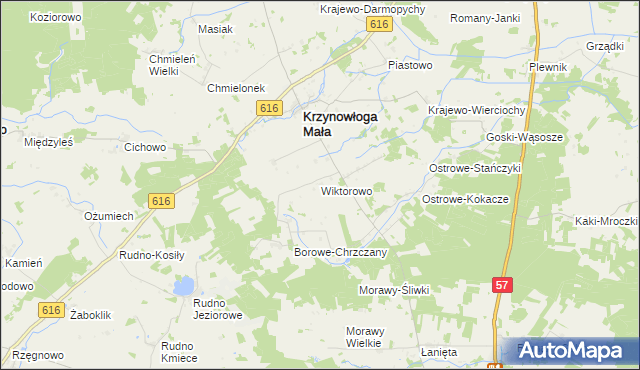 mapa Wiktorowo gmina Krzynowłoga Mała, Wiktorowo gmina Krzynowłoga Mała na mapie Targeo