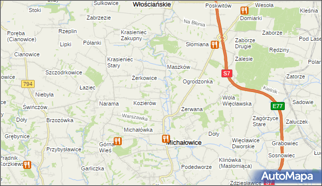 mapa Wilczkowice gmina Michałowice, Wilczkowice gmina Michałowice na mapie Targeo