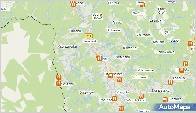 mapa Wisła, Wisła na mapie Targeo