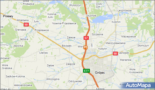 mapa Worów, Worów na mapie Targeo