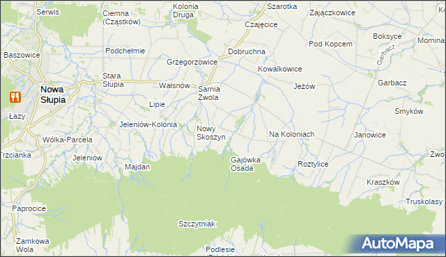 mapa Wronów gmina Waśniów, Wronów gmina Waśniów na mapie Targeo
