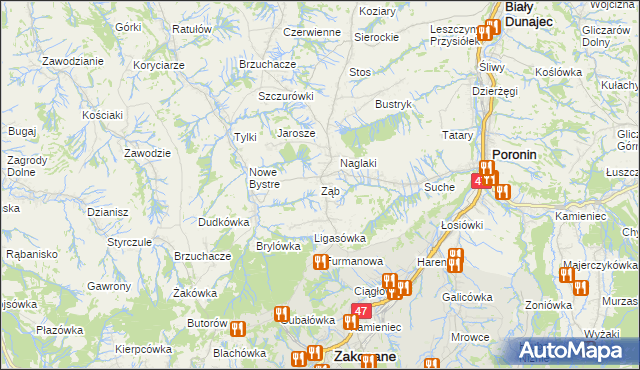 mapa Ząb, Ząb na mapie Targeo