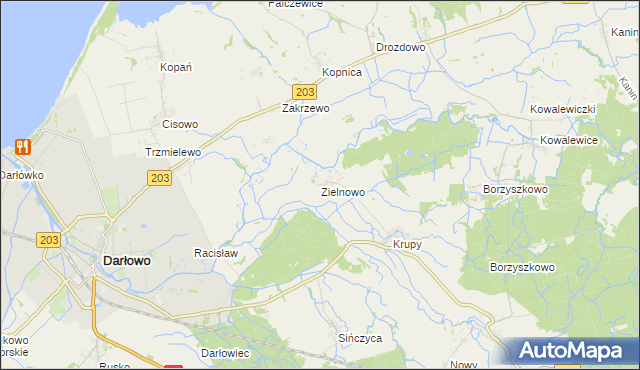 mapa Zielnowo gmina Darłowo, Zielnowo gmina Darłowo na mapie Targeo