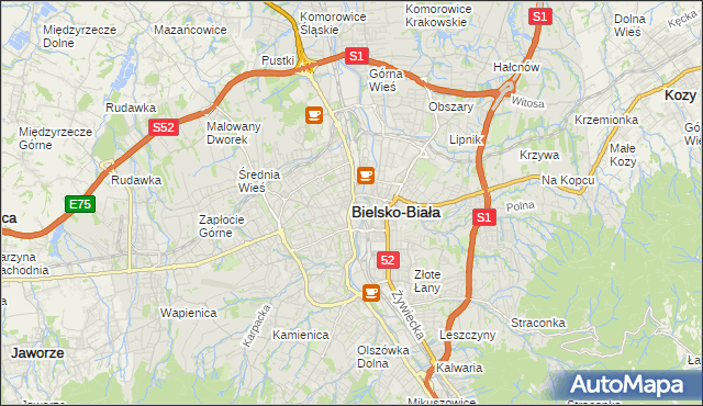 mapa Bielsko-Białej, Bielsko-Biała na mapie Targeo
