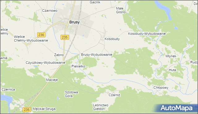 mapa Kinice gmina Brusy, Kinice gmina Brusy na mapie Targeo