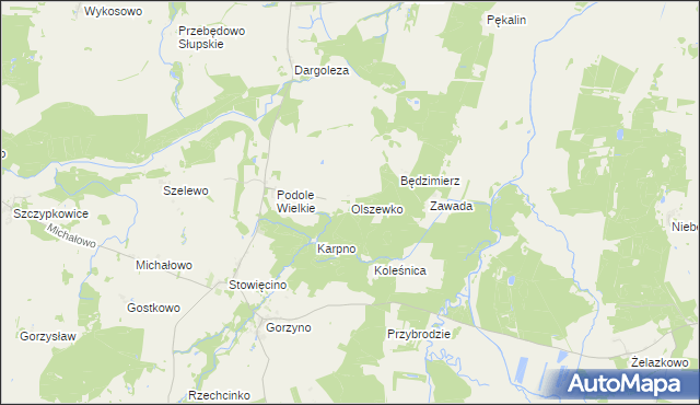 mapa Olszewko gmina Główczyce, Olszewko gmina Główczyce na mapie Targeo