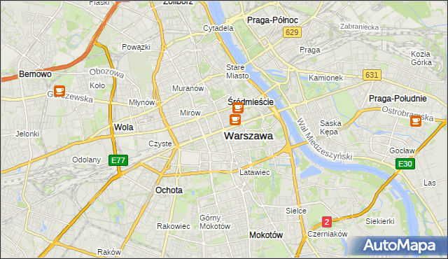 mapa Warszawy, Warszawa na mapie Targeo