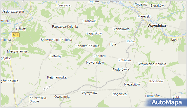 mapa Zaborze gmina Karczmiska, Zaborze gmina Karczmiska na mapie Targeo