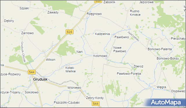 mapa Kosmowo gmina Czernice Borowe, Kosmowo gmina Czernice Borowe na mapie Targeo