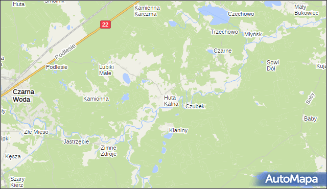 mapa Huta Kalna, Huta Kalna na mapie Targeo