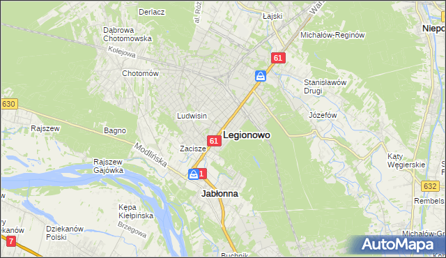 mapa Legionowo, Legionowo na mapie Targeo